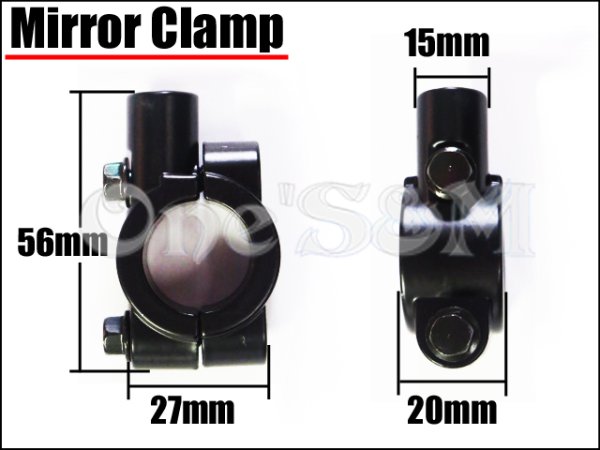画像2: アウトレット ミラークランプ 黒 正ネジ8mm (2)