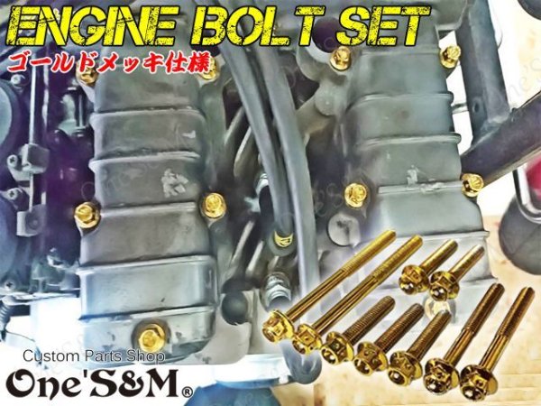 画像2: G-moto製 ZEPHYR 400 ゼファー 専用 エンジンヘッドカバーボルト ゴールドカラーボルト 24本set フランジボルト (2)