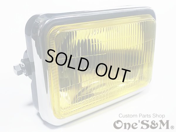 画像1: 角型ヘッドライト イエローレンズ 高品質LEDヘッドライトバルブ RGB LEDポジション球付き (1)