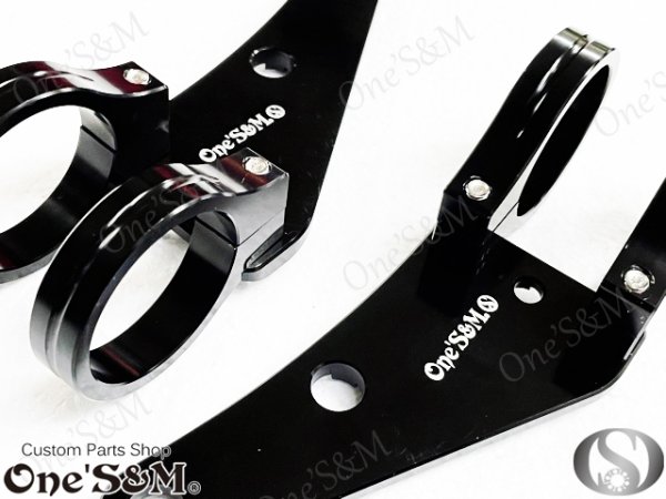 画像8: 【送料込み】最高級ジュラルミン CNC ヘッドライトステー 41φ用 シルバーorブラック (8)