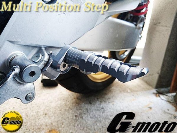 画像14: アウトレット G-moto製 刻印入 限定オリジナルモデル アルミ製 マルチポジションステップ メイン フロント グレー ヤマハ用 (14)