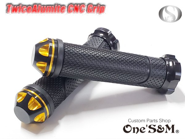 画像13: 【送料込み】ＣＮＣ削り出し アルミグリップ バーエンド一体型 22.2φ (13)