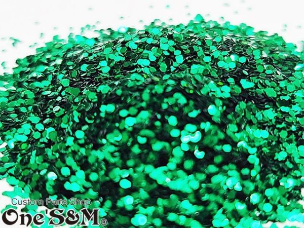 画像2: 【送料込み】高品質六角ラメ フレーク 50g 塗装 カラー:緑 (2)