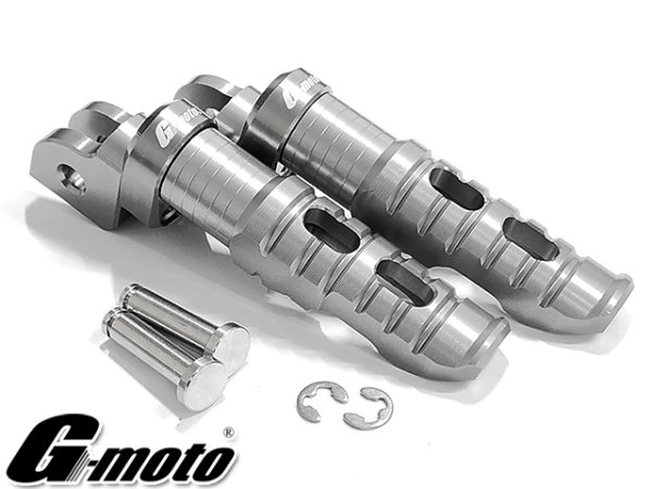 画像2: アウトレット G-moto製 刻印入 限定オリジナルモデル アルミ製 マルチポジションステップ メイン フロント グレー ヤマハ用 (2)