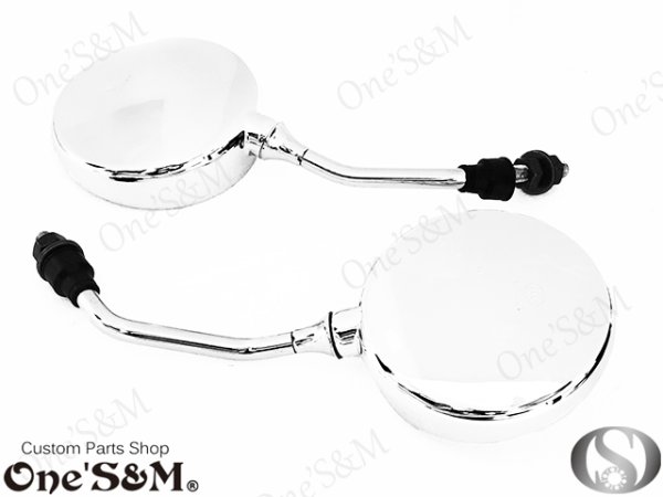 画像3: 【送料込み】アウトレット 丸型ミラー 正ネジ10mm メッキ or ブラック (3)