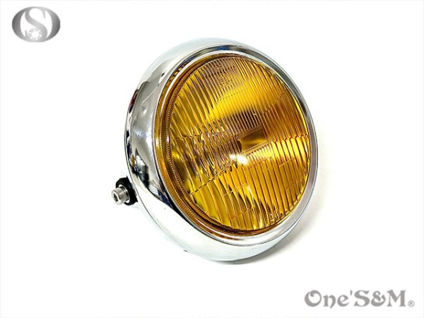 画像2: イエロー カットレンズ ガラスレンズ 丸型ヘッドライト H4球付き (2)