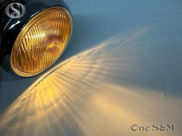 画像9: イエロー カットレンズ ガラスレンズ 丸型ヘッドライト H4球付き (9)