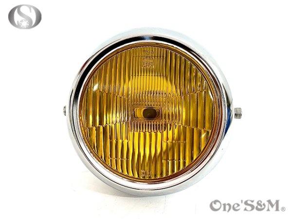 画像3: イエロー カットレンズ ガラスレンズ 丸型ヘッドライト H4球付き (3)