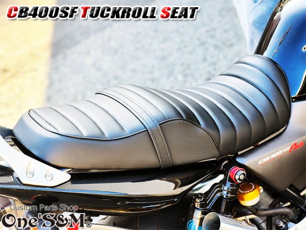 画像38: NEW リニューアル CB Styleタックロールシート CB400SF NC39 NC42 最終型まで対応 鋲打ち スタッズ付き  シートベルト 防水 金具付き レザーシート 前後アンコ抜きver (38)