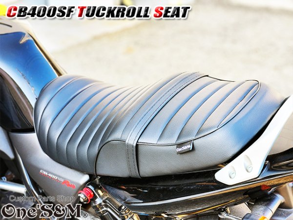 画像36: NEW リニューアル CB Styleタックロールシート CB400SF NC39 NC42 最終型まで対応 鋲打ち スタッズ付き  シートベルト 防水 金具付き レザーシート 前後アンコ抜きver (36)