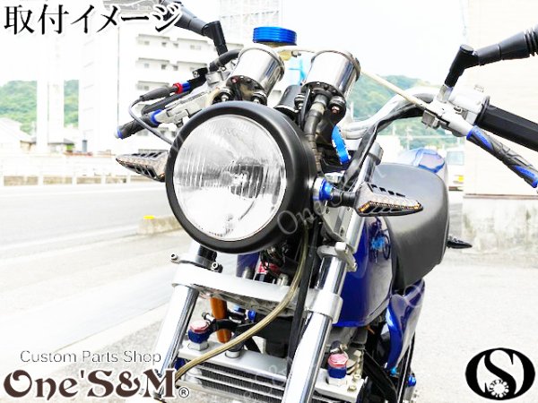 画像6: ４ミニにオススメ 160π ガラス クリアレンズ マットブラック　丸型ヘッドライト φ160 (6)