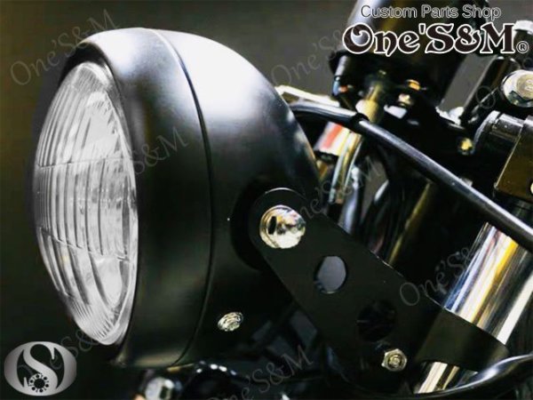 画像5: ４ミニにオススメ 160π ガラス クリアレンズ マットブラック　丸型ヘッドライト φ160 (5)