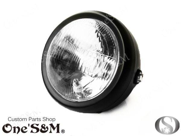 画像1: ４ミニにオススメ 160π ガラス クリアレンズ マットブラック　丸型ヘッドライト φ160 (1)