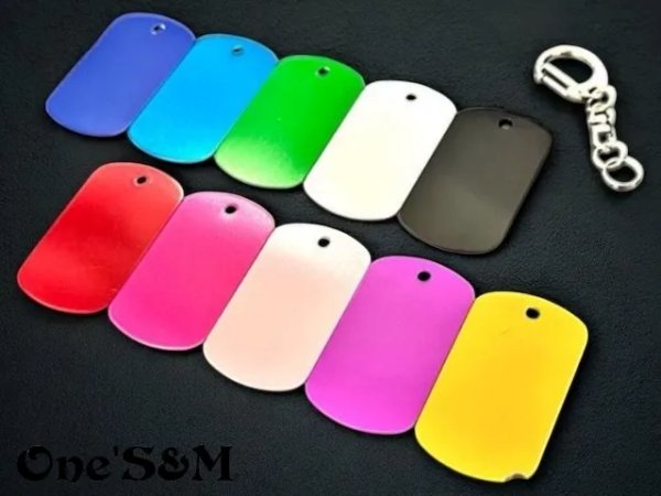 画像1: 日本製 10個からオーダー可能 アルミ製 オリジナル刻印入れ キーホルダー ドックタグVer (1)