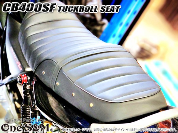 画像9: タグ位置右側ver NEW リニューアル CB Styleタックロールシート CB400SF NC39 NC42 最終型まで対応 鋲打ち スタッズ付き  シートベルト 防水 金具付き レザーシート 前後アンコ抜きver (9)