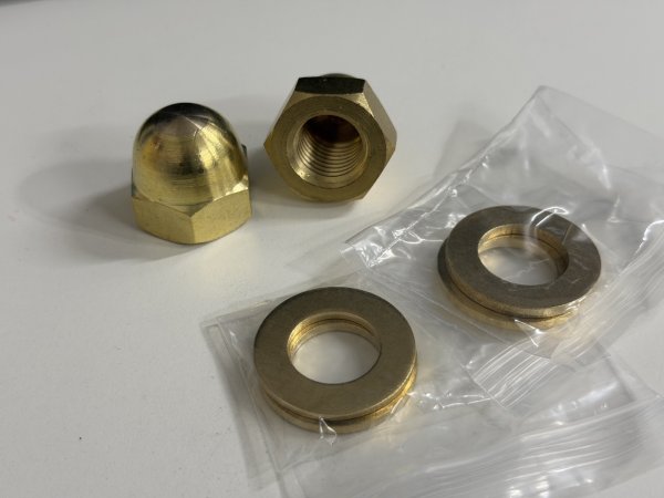 画像1: 真鍮 M20 特大ナット２個 ワッシャー４個 ロケットカウル取付け (1)