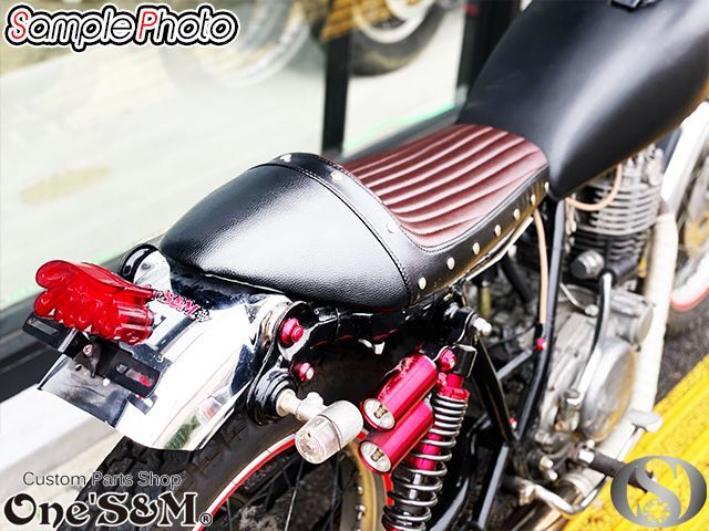 SR400 SR500 汎用 バーチカル カフェシート セミダブル スタッド付き 黒茶 タックロールシート